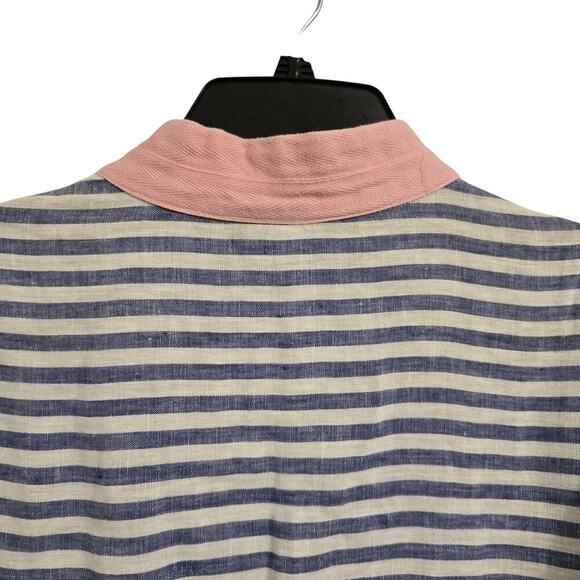 STS Sail to Sable Striped Tunic Top Navy Pink Trim Preppy 3/4 Sleeve Sz 4 - Picture 7 of 7